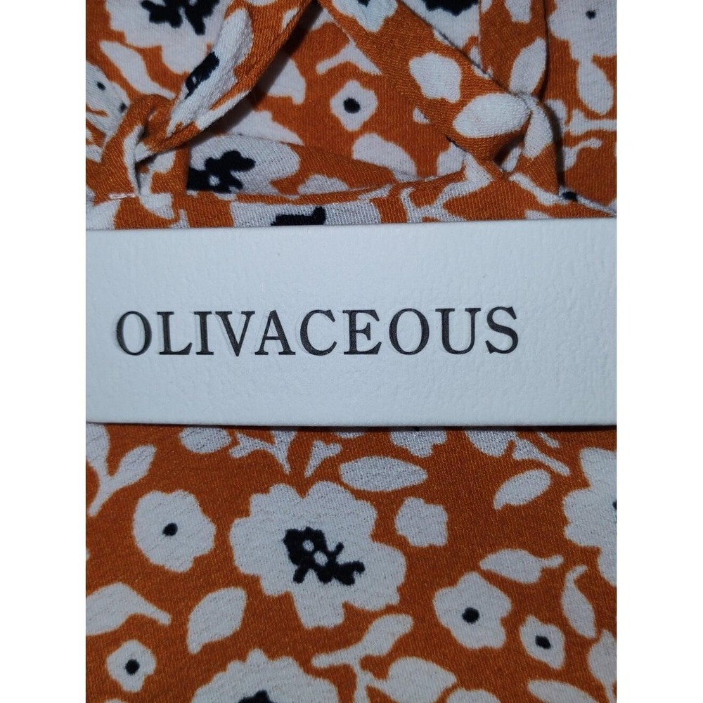 NWT Olivaceous Floral Mini Dress Medium Ruched Tie Front Flutter Sleeve - Picture 5 of 8